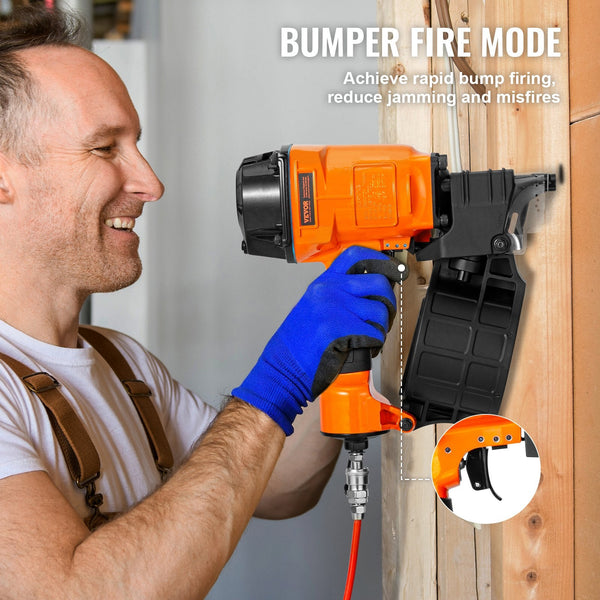 Vevor Mcn70 Coil Siding Nailer 45Mm To 70Mm 15 Degree Pneumatic Gun Nail & Staple Guns