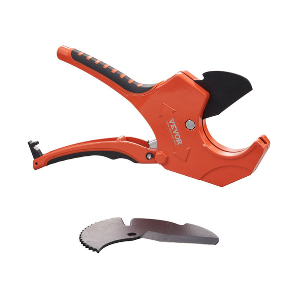 Vevor Pvc Pipe Cutter 0 2 1/2" O.D. Ratcheting Heavy Duty Tube Cutting Tool With Spare Sk5 Blade For Cpvc Pp Pex Rubber Hoses Other Pipe Tools
