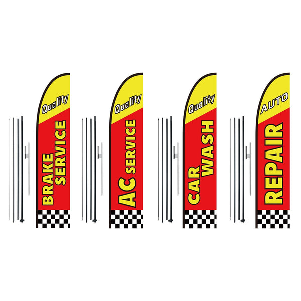 Vevor Auto Repair Advertising Feather Flag Kit Swooper And Poles 16.3 Ft Flags