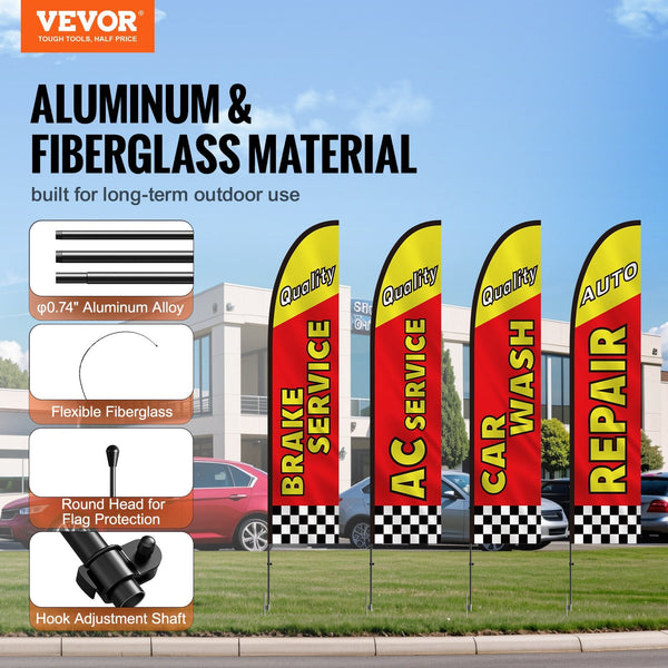 Vevor Auto Repair Advertising Feather Flag Kit Swooper And Poles 16.3 Ft Flags