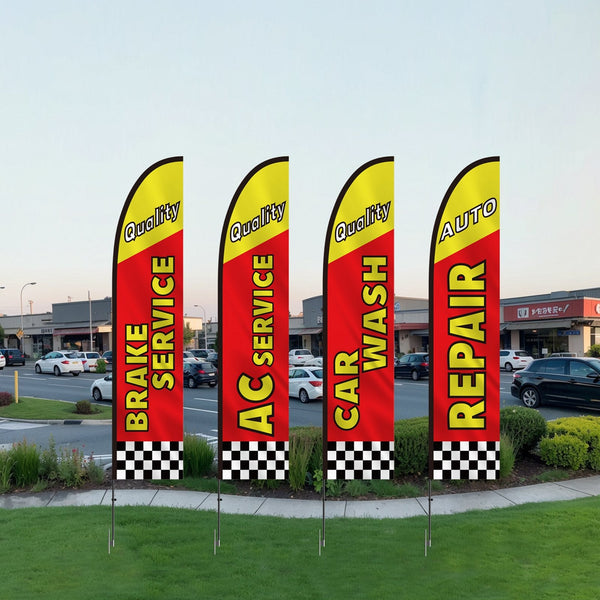 Vevor Auto Repair Advertising Feather Flag Kit Swooper And Poles 16.3 Ft Flags