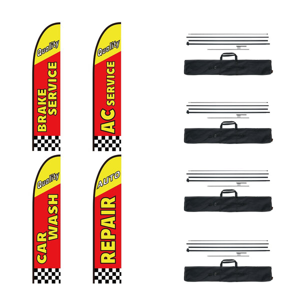 Vevor Auto Repair Advertising Feather Flag Kit Swooper And Poles 16.3 Ft Flags