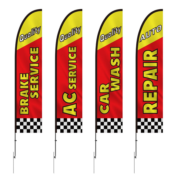 Vevor Auto Repair Advertising Feather Flag Kit Swooper And Poles 16.3 Ft Flags