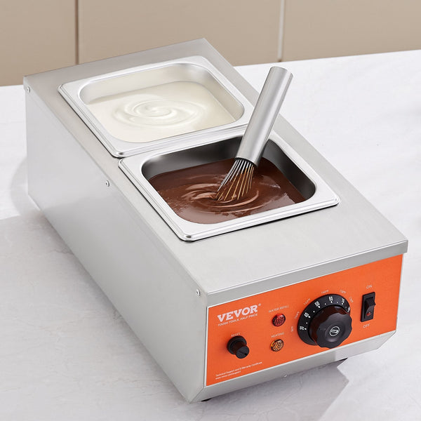 Vevor Chocolate Tempering Machine 2 Tanks Melting Pot With Control 800W Stainless Steel Electric Commercial Food Warmer For Chocolate/Milk/Cream And H
