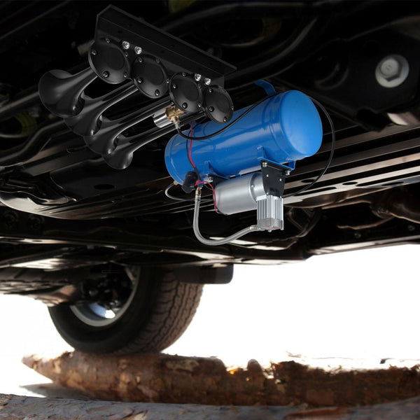 12V Air Compressor With Tank 1.6 Gallon/6 L Train Horn 120 Psi Working Pressure Onboard System For Horns Inflating Tires Mattresses Air Compressors