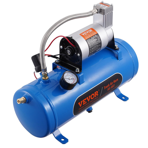 12V Air Compressor With Tank 1.6 Gallon/6 L Train Horn 120 Psi Working Pressure Onboard System For Horns Inflating Tires Mattresses Air Compressors