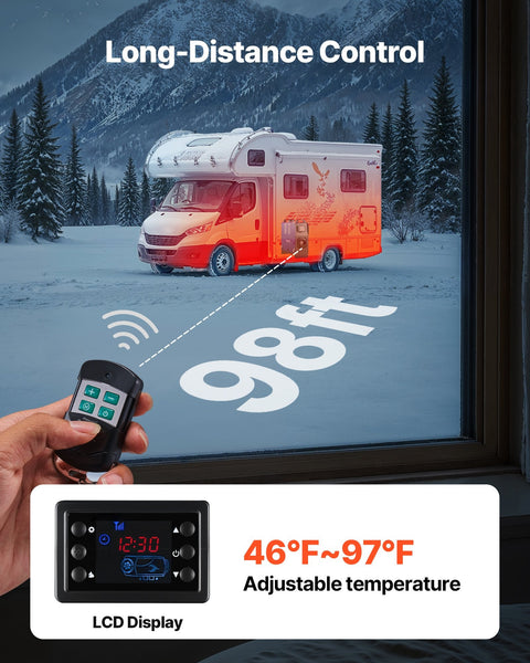 Vevor Diesel Heater 8Kw Dc 12V/24V All In One Portable Air With Remote Control And Lcd Screen Fast Heating Low Noise 5 Fuel Tank For Vehicles Vans Rvs