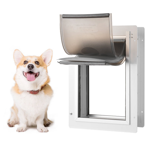 Vevor Pet Door 31.2 X 43.5 Cmmetalframe With Lock And3 Flap System Weatherproof Doggy Easy To Install Interior Or Exterior Walls Suitable For Cat Dogg