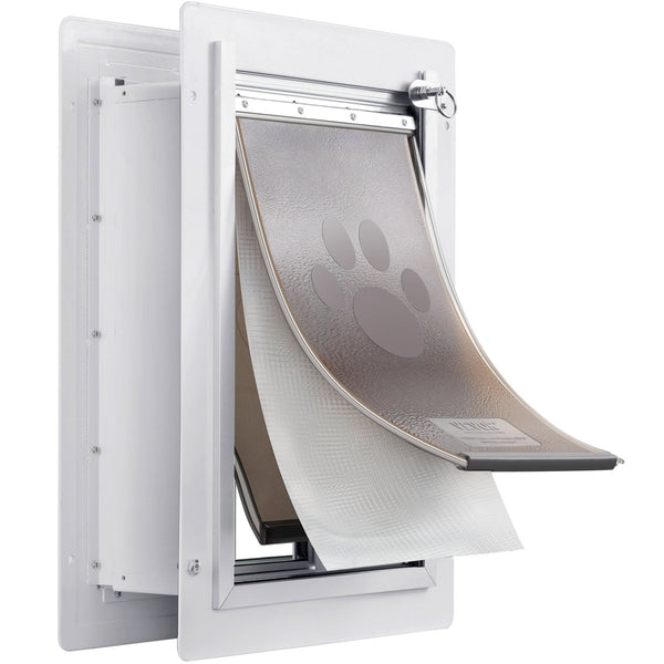 Vevor Pet Door 31.2 X 43.5 Cmmetalframe With Lock And3 Flap System Weatherproof Doggy Easy To Install Interior Or Exterior Walls Suitable For Cat Dogg