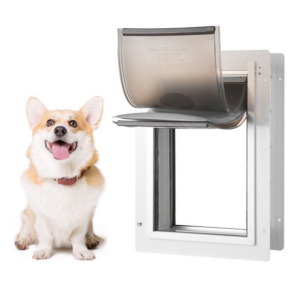 Pet Door 23.6 X 33.5 Cmametalaframe With Lock Anda3 Flap System Weatherproof Doggy Easy To Install Interior Or Exterior Walls Suitable For Cat Doggie