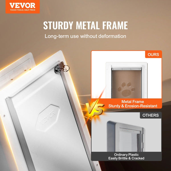 Pet Door 23.6 X 33.5 Cmametalaframe With Lock Anda3 Flap System Weatherproof Doggy Easy To Install Interior Or Exterior Walls Suitable For Cat Doggie