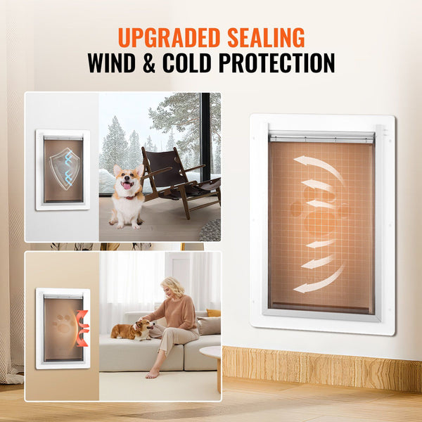 Pet Door 23.6 X 33.5 Cmametalaframe With Lock Anda3 Flap System Weatherproof Doggy Easy To Install Interior Or Exterior Walls Suitable For Cat Doggie
