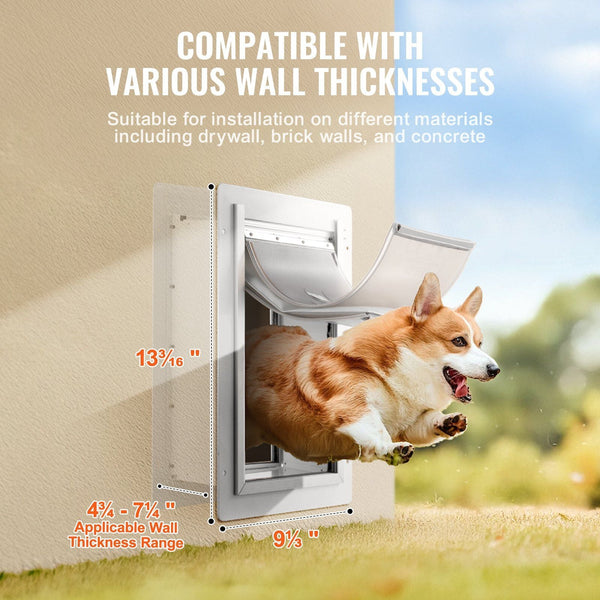 Pet Door 23.6 X 33.5 Cmametalaframe With Lock Anda3 Flap System Weatherproof Doggy Easy To Install Interior Or Exterior Walls Suitable For Cat Doggie