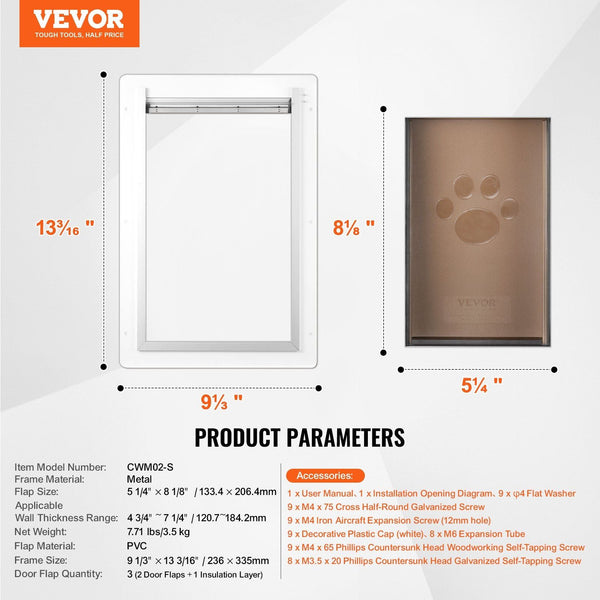 Pet Door 23.6 X 33.5 Cmametalaframe With Lock Anda3 Flap System Weatherproof Doggy Easy To Install Interior Or Exterior Walls Suitable For Cat Doggie
