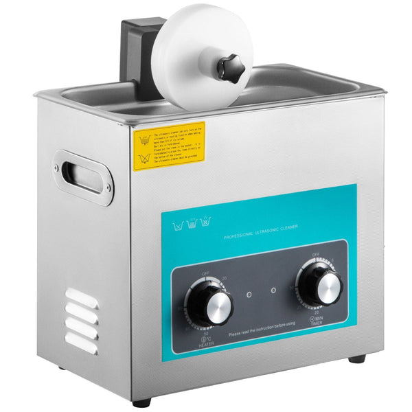 Ultrasonic Vinyl Record Cleaner 6L 40Khz Cleaning Machine Knob Control 8 Records Sonic Stainless Steel Tank With Mechanical Heater & Time Woodwind Acc