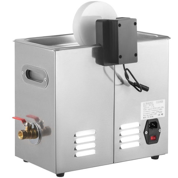 Ultrasonic Vinyl Record Cleaner 6L 40Khz Cleaning Machine Knob Control 8 Records Sonic Stainless Steel Tank With Mechanical Heater & Time Woodwind Acc