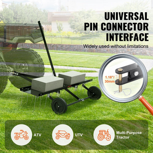 Tow Behind Dethatcher 1219Mm With 24 Spring Steel Tines Lawn Rake For Atv Or Mower Lift Handle Garden Farm Grass Lawn Mower Parts