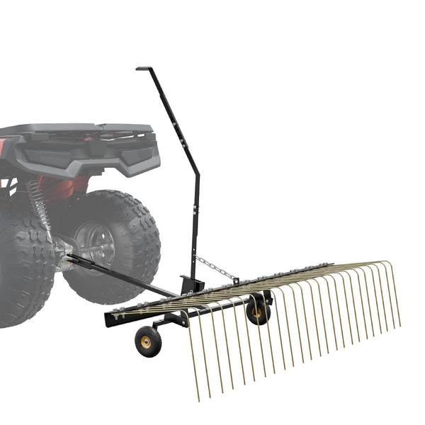 Tow Behind Dethatcher 1.5M With 24 Steel Tines Lawn Rake For Atv Or Mower Lift Handle Leaves Pine Needles And Grass Lawn Mower Parts