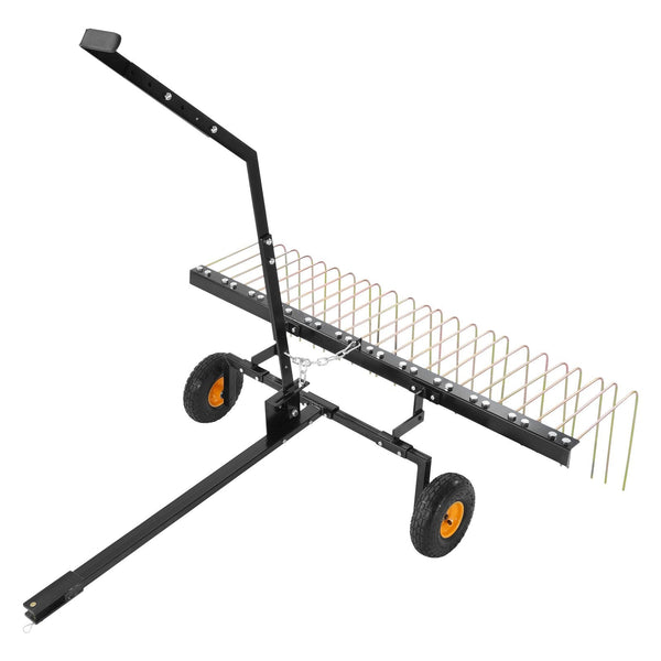 Tow Behind Dethatcher 1.5M With 24 Steel Tines Lawn Rake For Atv Or Mower Lift Handle Leaves Pine Needles And Grass Lawn Mower Parts