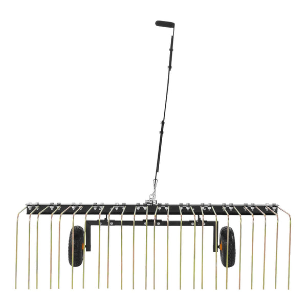 Tow Behind Dethatcher 1.5M With 24 Steel Tines Lawn Rake For Atv Or Mower Lift Handle Leaves Pine Needles And Grass Lawn Mower Parts