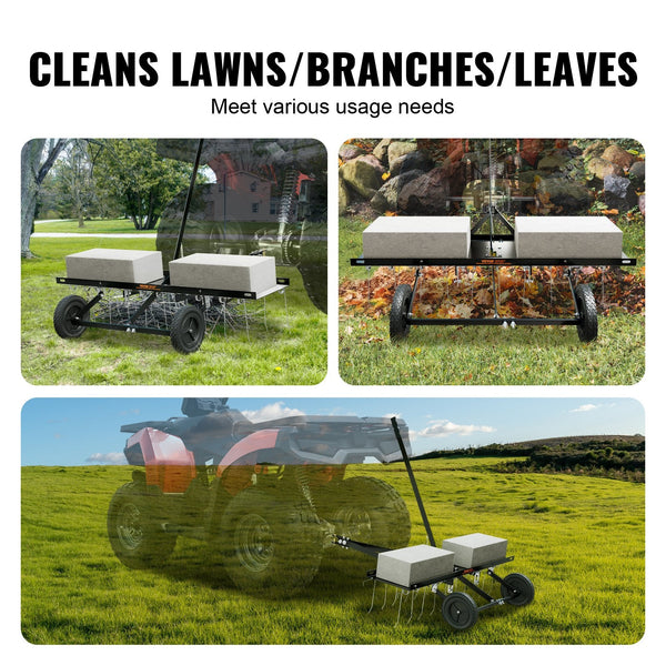 Tow Behind Dethatcher 1015Mm With 20 Spring Steel Tines Lawn Rake For Atv Or Mower Lift Handle Garden Farm Grass Lawn Mower Parts
