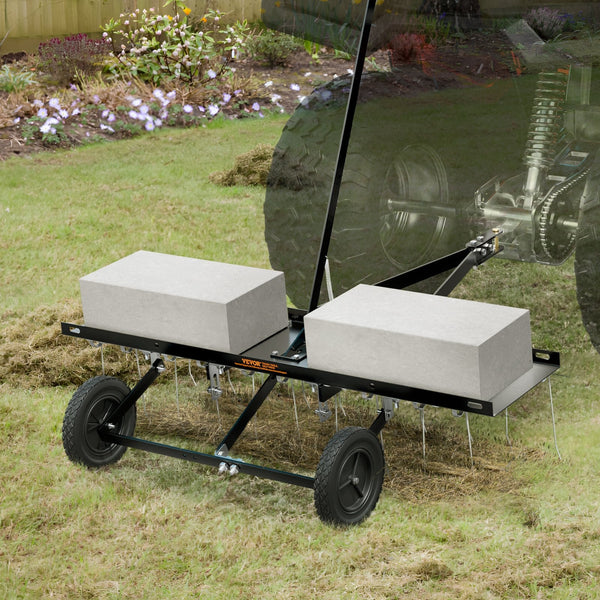 Tow Behind Dethatcher 1015Mm With 20 Spring Steel Tines Lawn Rake For Atv Or Mower Lift Handle Garden Farm Grass Lawn Mower Parts