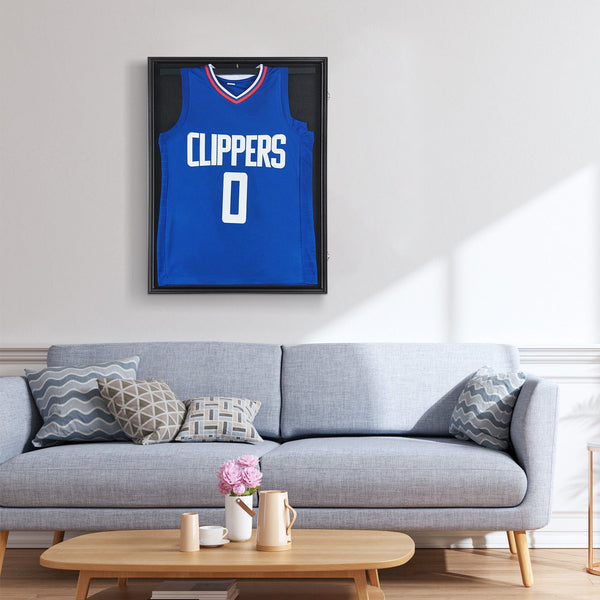 Vevor Jersey Display Frame Case 590 X 790 40 Mm Large Lockable Sport Shadow Box With 98% Uv Protection Pc Glass And Hangers For Baseball Basketball Fo