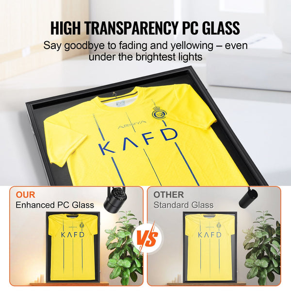 Vevor 2Pcs Jersey Display Frame Case 590 X 790 40 Mm Large Lockable Sport Shadow Box With 98% Uv Protection Glass And Hangers For Baseball Basketball