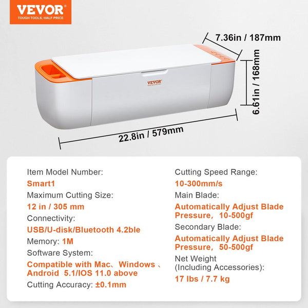 Vevor Vinyl Cutter Machine Bluetooth Connectivity Diy Cutting Compatible With Ios Android Windows Massive Designs Included For Creating Customized Car