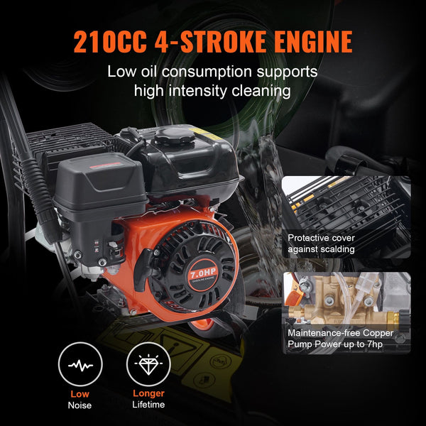 Vevor Gas Pressure Washer Powered 3600 Psi 2.6 Gpm 210Cc 5 Nozzles Pressure Washers