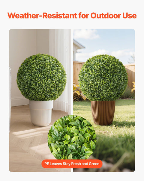 Artificial Topiary Ball 584Mm Faux Boxwood Plant Balls Fake Silk Tree Look Real Easy Assembly Green Artificial Plants