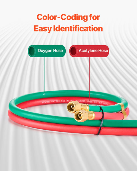 Vevor Oxygen Acetylene Hose 1/4 Inch X 50Ft With 9/16" 18 Lh/Rh B Fittings Grade Welding Torch Twin 300Psi Maximum Working Pressure For Cutting Solder