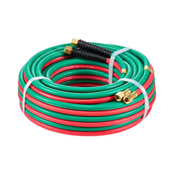 Vevor Oxygen Acetylene Hose 1/4 Inch X 50Ft With 9/16" 18 Lh/Rh B Fittings Grade Welding Torch Twin 300Psi Maximum Working Pressure For Cutting Solder