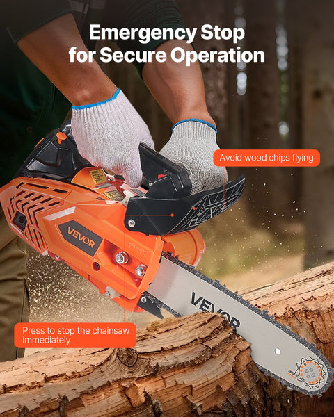 25 Cc Gas Chainsaw 305 Mm Powered 0.75 Kw Saw With Non Slip Handle Dual Fuel Tanks For Wood Cutting Tree Trimming And Land Clearing Chainsaws