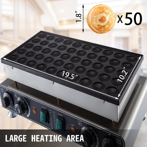 50Pcs Mini Dutch Pancake Maker Non Stick Stainless Steel Dorayaki Baker 1800W Commercial Electric Poffertjes Grill Dual Temp And Time Control For Kitc