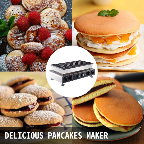 50Pcs Mini Dutch Pancake Maker Non Stick Stainless Steel Dorayaki Baker 1800W Commercial Electric Poffertjes Grill Dual Temp And Time Control For Kitc