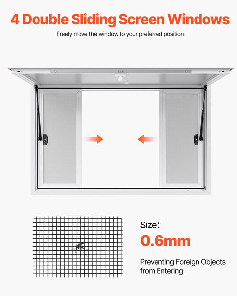 Vevor Aluminum Alloy Concession Window 4 Sliding Food Truck Windows