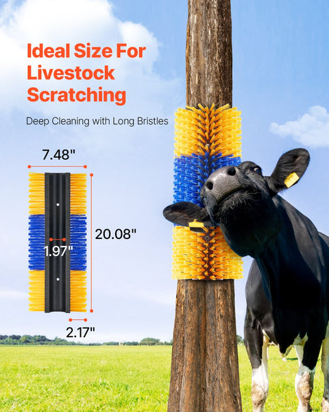 Vevor Livestock Scratching Brush Horse With 2 Screws 20 X 7.5 In Cow Scratcher For Back Itch Relief & Keep Cleaning Grooming Post Pig Cattle Supplies