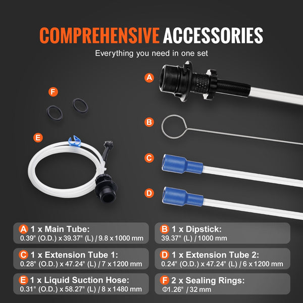 Vevor Fluid Extractor 15 Liters Capacity Pneumatic/Manual Oil Changer Vacuum With Dipstick And Liquid Suction Hose Pump For Automotive Fluids Evacuati