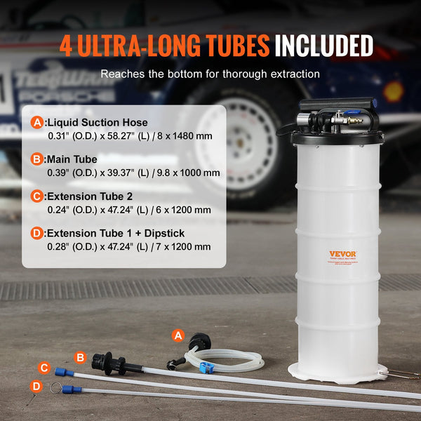 Vevor Fluid Extractor 6.5 Liters Capacity Pneumatic/Manual Oil Changer Vacuum With Dipstick And Liquid Suction Hose Pump For Automotive Fluids Evacuat