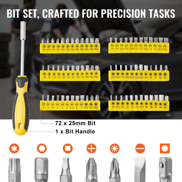 Vevor 207 Piece Mechanics Tool Set 1/4" 3/8" 1/2" Drive Sockets Sae And Metric Sockets & Socket Sets