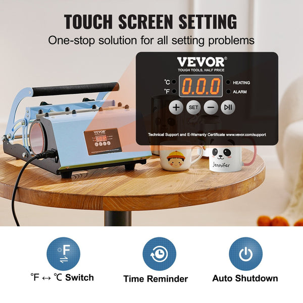 Vevor Tumbler Heat Press Machine 11 30Oz Mug Sublimation Tumblers Blue Craft Printmaking