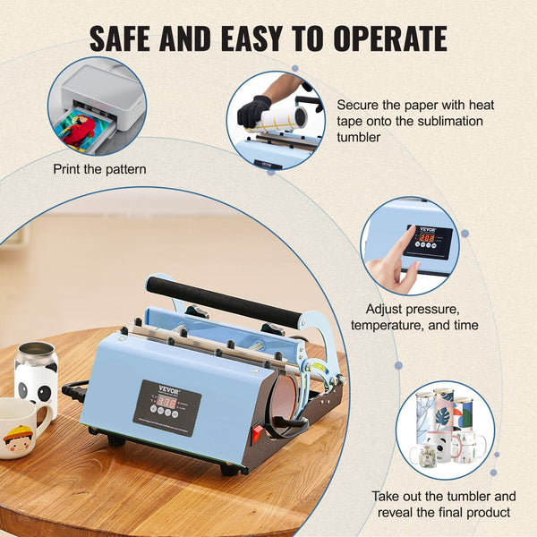 Vevor Tumbler Heat Press Machine 11 30Oz Mug Sublimation Tumblers Blue Craft Printmaking