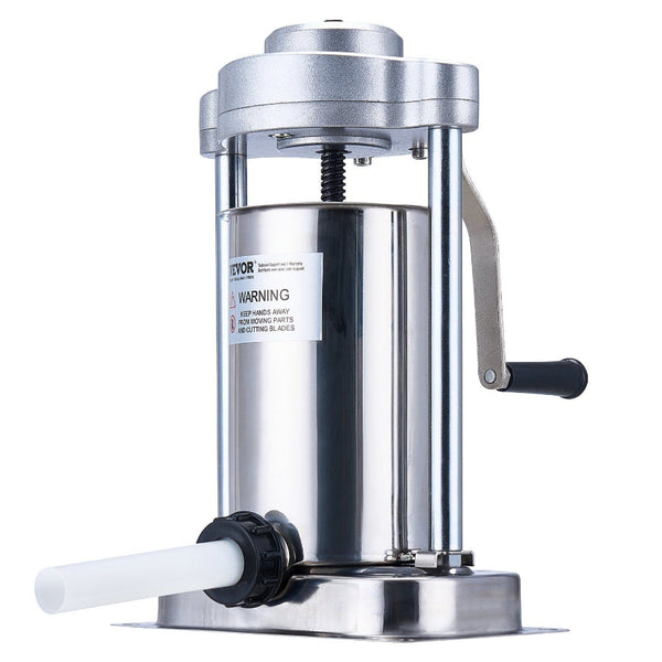 Manual Sausage Stuffer 2 L / 5 Lbs Vertical Machine With G Type Clamp Food Grade 304 Stainless Steel Barrel Stuffing Tubes For Home Kitchen Restaurant