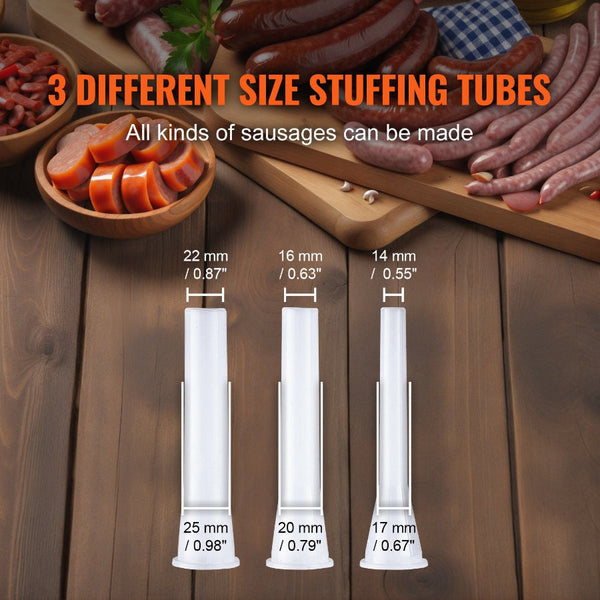 Manual Sausage Stuffer 2 L / 5 Lbs Vertical Machine With G Type Clamp Food Grade 304 Stainless Steel Barrel Stuffing Tubes For Home Kitchen Restaurant