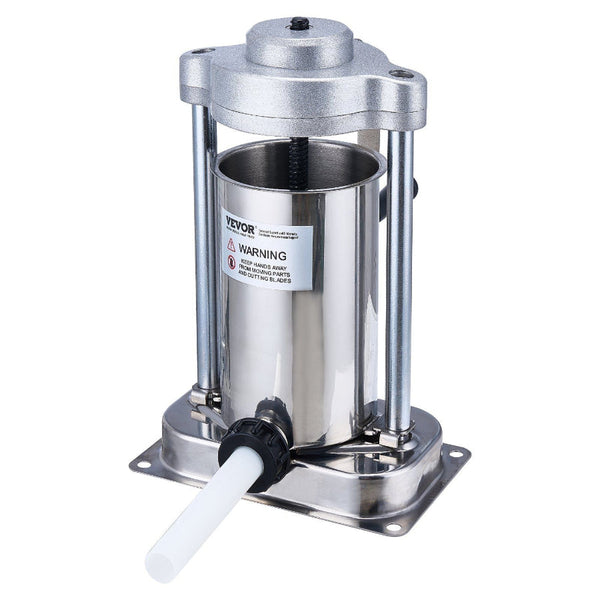 Manual Sausage Stuffer 2 L / 5 Lbs Vertical Machine With G Type Clamp Food Grade 304 Stainless Steel Barrel Stuffing Tubes For Home Kitchen Restaurant