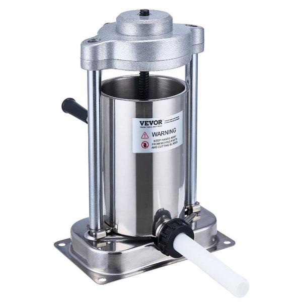 Manual Sausage Stuffer 2 L / 5 Lbs Vertical Machine With G Type Clamp Food Grade 304 Stainless Steel Barrel Stuffing Tubes For Home Kitchen Restaurant