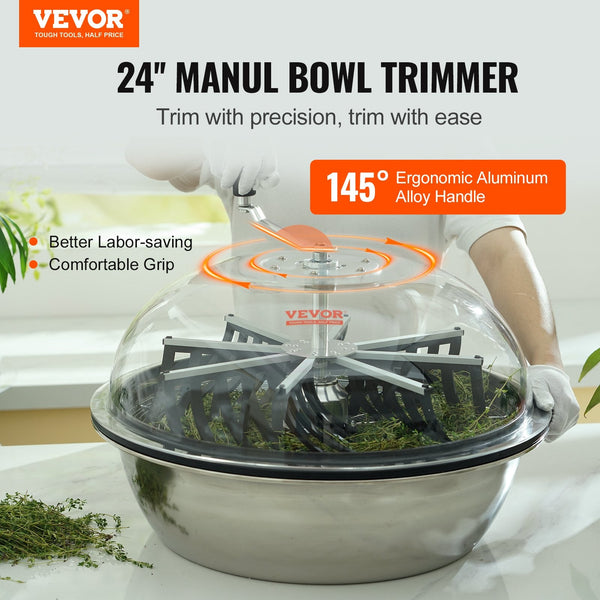 Vevor Leaf Bowl Trimmer 24'' Manual Bud With Stainless Steel Blades For Twisted Spin Cut Clear Visibility Dome And Hand Pruner Included Cutting Leaves