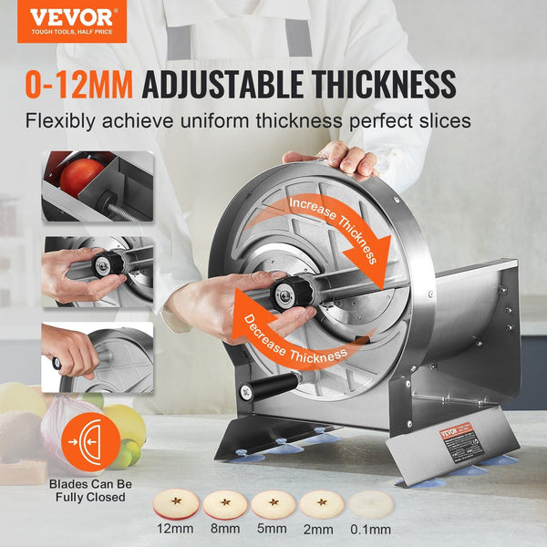 Manual Vegetable Fruit Slicer 0 0.5"/0 12Mm Thickness Adjustable Commercial Machine Stainless Steel Food Cutter Slicing With Spare Blades For Potato C