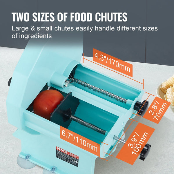 Manual Vegetable Fruit Slicer 0 0.5"/0 12Mm Thickness Adjustable Commercial Machine Double Feed Ports Stainless Steel Blade Food Cutter Slicing For Cu